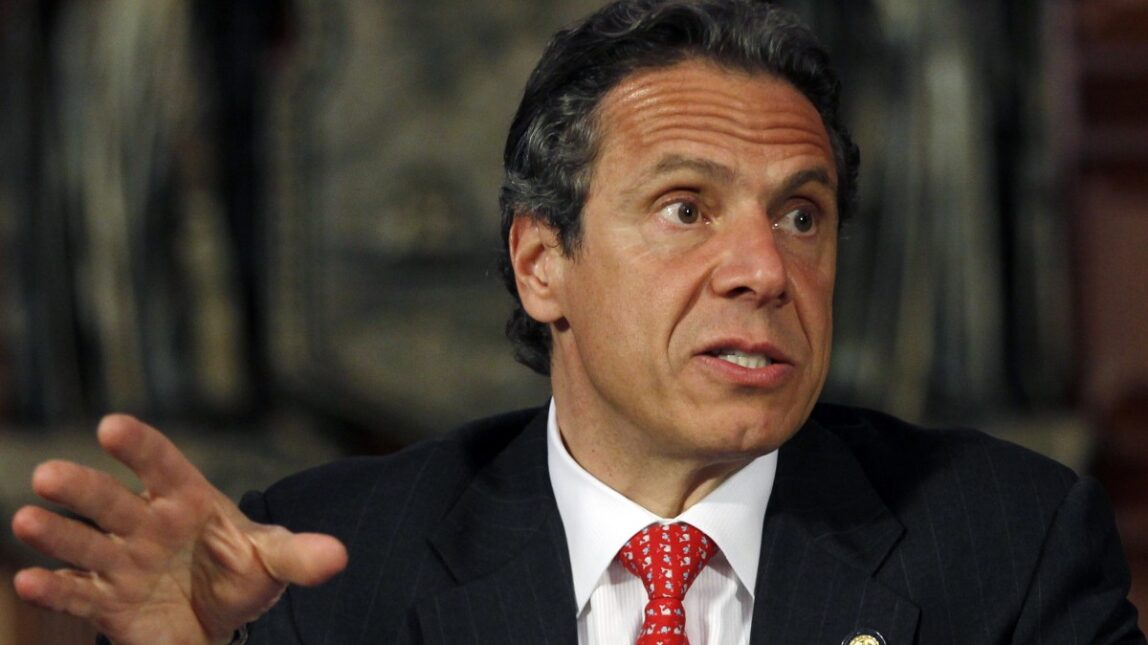 In this April 30, 2012 file photo, New York Gov. Andrew Cuomo speaks during a New NY Education Reform Commission meeting in the Red Room at the Capitol in Albany, N.Y. (AP Photo/Mike Groll, File)