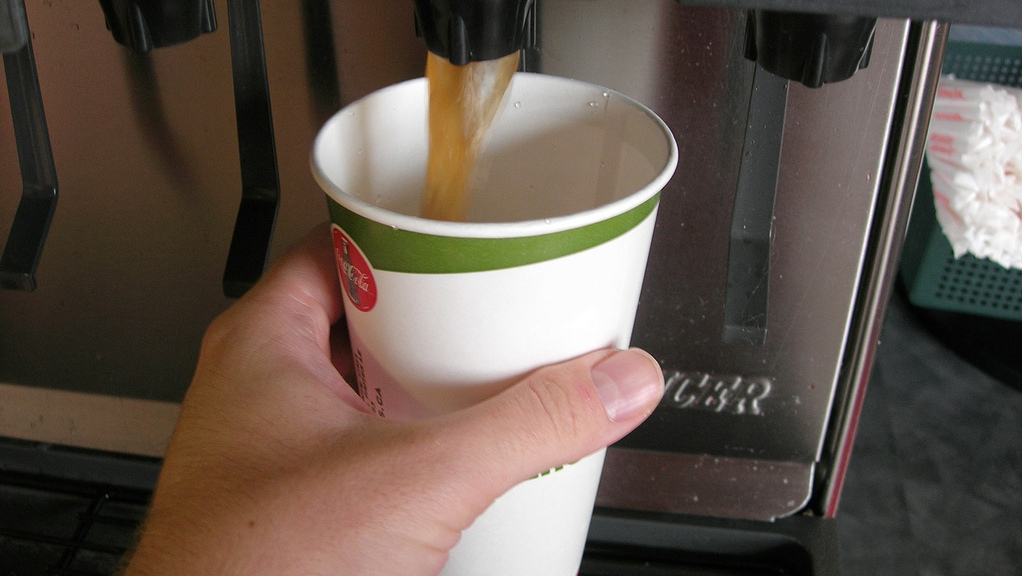 A new law limiting the sale of 16-ounce sweetened drinks sold at restaurants, movie theaters, sports venues and street cars has been proposed in New York City. (Photo by Dan McKay)