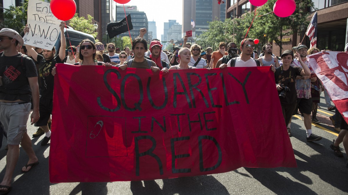 Occupy activists march through the streets of Philadelphia during the Occupy National Gathering July, 1, 2012. (Mannie Garcia/MintPress)