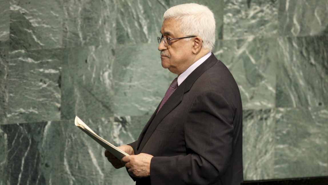 Palestinian President Mahmoud Abbas leaves the podium after speaking during the 67th session of the United Nations General Assembly at U.N. headquarters in this Thursday, Sept. 27, 2012 file photo. (AP Photo/Seth Wenig)