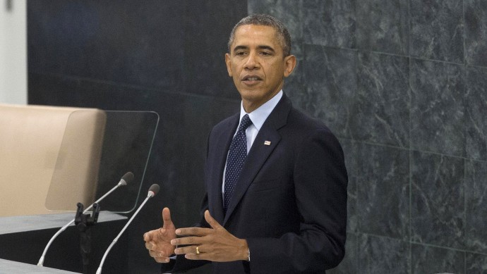 President Barack Obama addresses the 68th session of the United Nations General Assembly at the United Nations headquarters, Tuesday, Sept. 24, 2013. The president said the UN must enforce the ban on chemical weapons in Syria. (AP Photo/Pablo Martinez Monsivais)