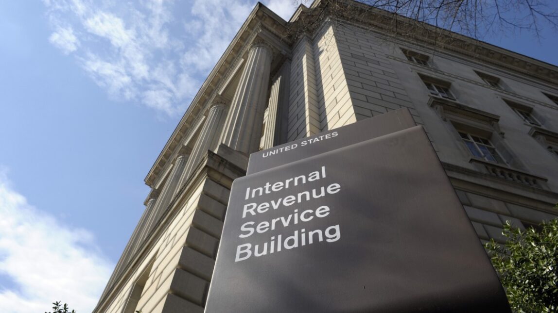 The exterior of the Internal Revenue Service building in Washington