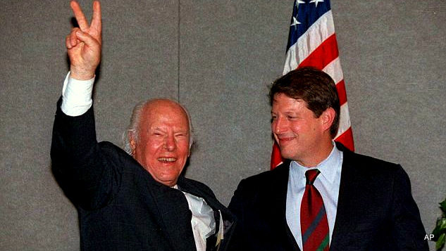 Father's footsteps: Former Vice President Al Gore Jr was named after his father, former Senator Al Gore Sr (pictured together in 1993 when the younger Gore was in the White House)