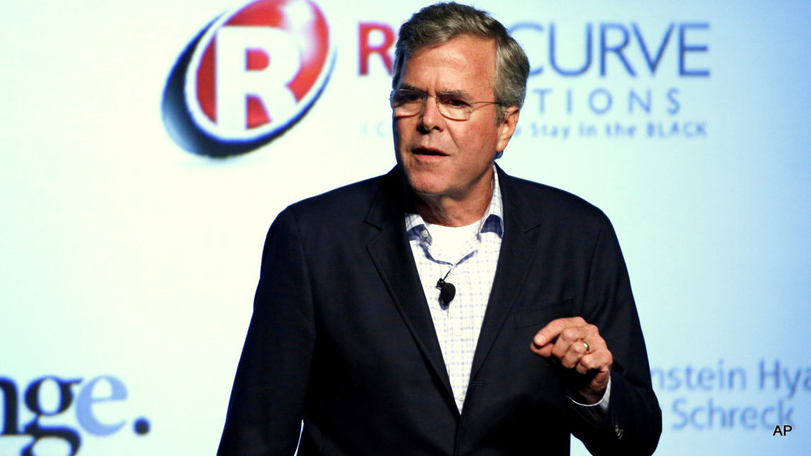 Republican presidential candidate former Florida Gov. Jeb Bush speaks at the Maverick PAC conference Friday, July 17, 2015, in Las Vegas.