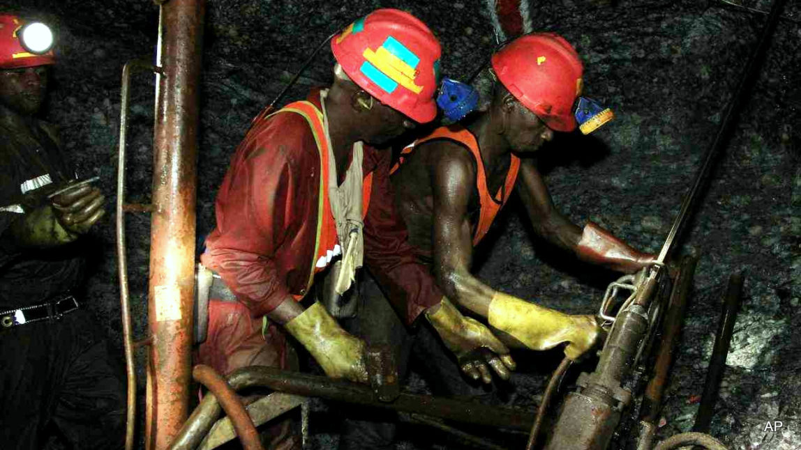 Miners at the South Deep gold mine south of Johannesburg.