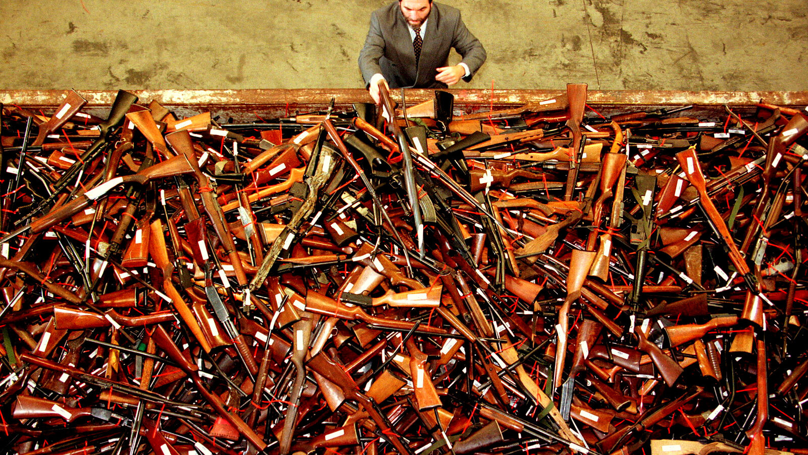 A pile of about 4,500 firearms that were handed over as part of Australia's buyback. David Gray/Reuters