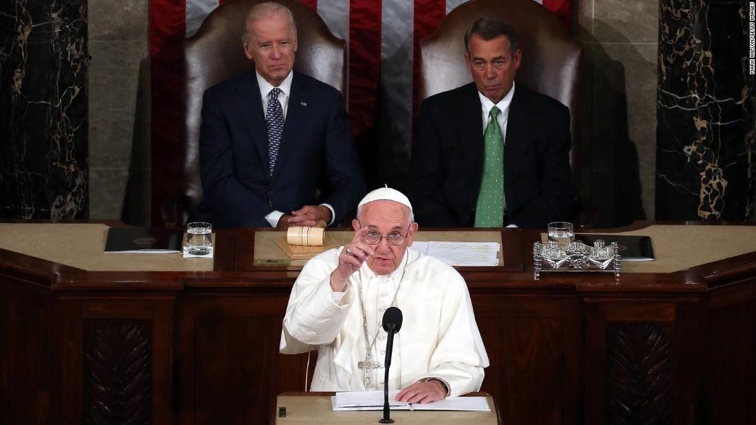 Pope Francis addresses a joint meeting of the U.S. Congress on September 24.