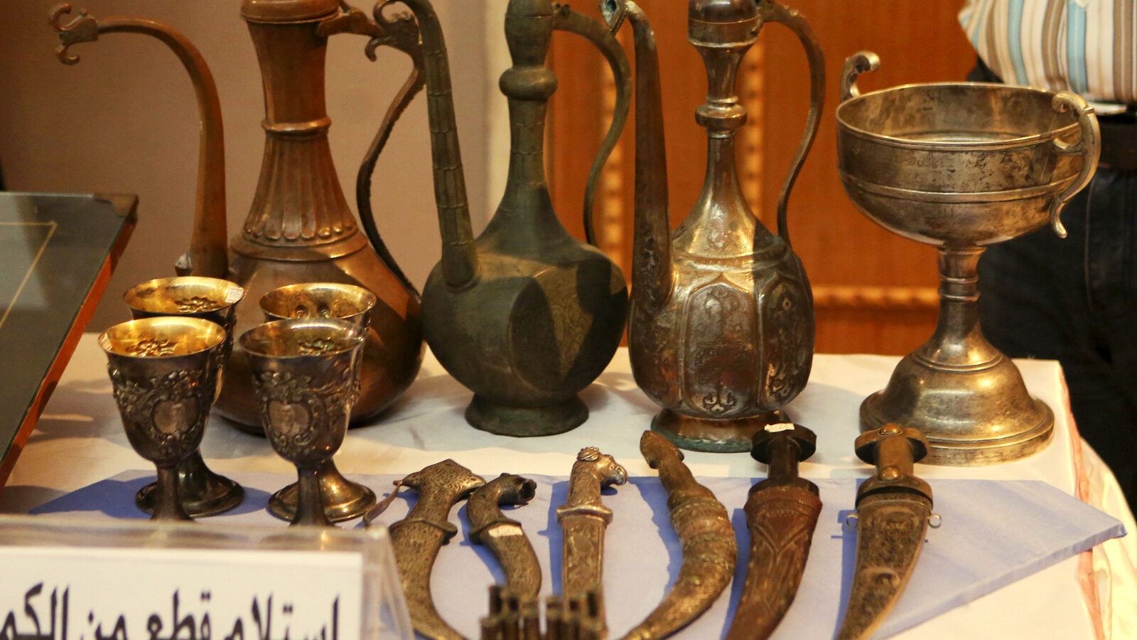 Recovered antiquities are displayed at the Iraqi National Museum in Baghdad, Iraq, Wednesday, July 29, 2015. Nearly 400 artifacts looted from Iraq amid the chaos of the 2003 U.S.-led invasion that toppled former Iraqi President Saddam Hussein were recovered by the Iraqi authorities recently from several sources. (AP Photo/Khalid Mohammed)