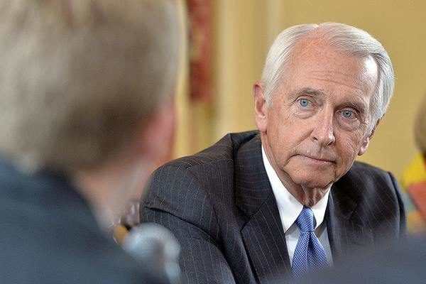Kentucky Gov. Steve Beshear appears at a press conference on Tuesday, November 17 in Frankfort, KY. The two-term governor's last day in office will be December 7, 2015. Timothy D. Easley/ AP