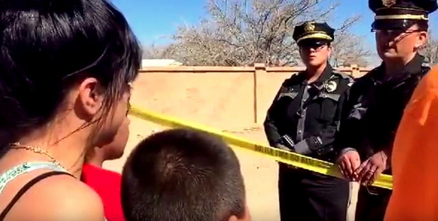 Family members of Edgar Alvarado speak to Albuquerque police following his shooting by Police.