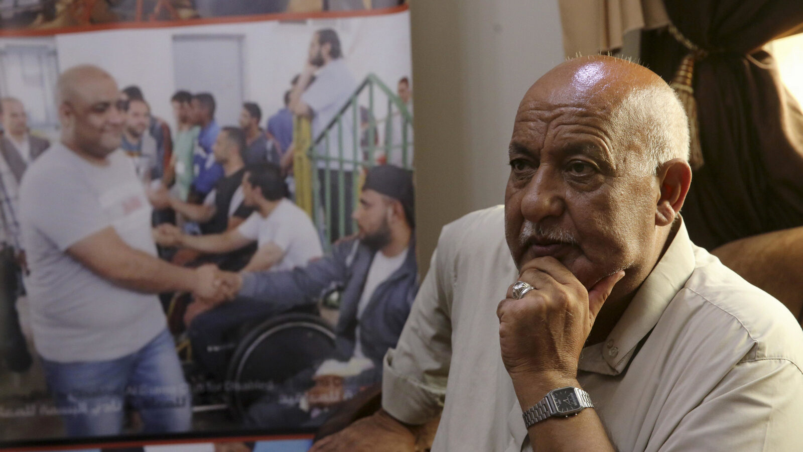 Khalil el-Halabi, 63, the father of Mohammed, Gaza director of the international charity World Vision, who is detained and was tortured by Israeli security for allegedly diverting funds to Hamas. Israel's Shin Bet security agency says el-Halabi confessed to siphoning about $7.2 million a year to Hamas over a period of five years. World Vision says this figure is more than its total budget of $22.5 million over the last decade.