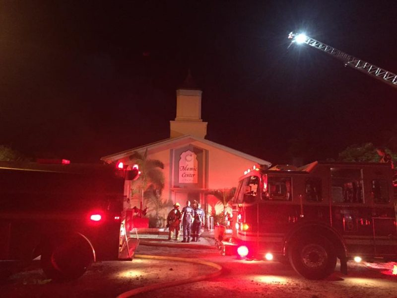 Firemen outside the Islamic Center of Fort Pierce, Fla., The mosque is where Omar Mateen worshiped. (Facebook / St. Lucie County Sheriff's Office)