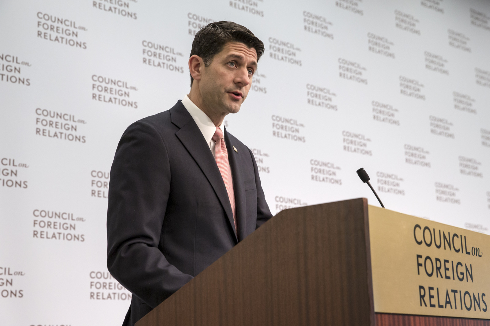 House Speaker Paul Ryan of Wis. speaks at the Council on Foreign Relations in Washington, Thursday, June 9, 2016, to introduce the national security plank of the Republican agenda and discuss recommendations from their Congressional National Security Task Force. (AP Photo/J. Scott Applewhite)