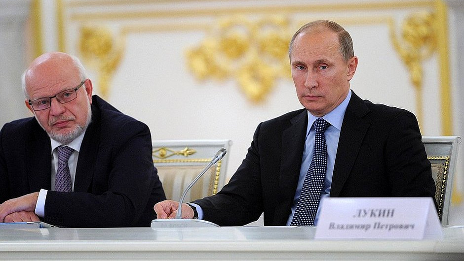 Vladimir Putin at a meeting of the Presidential Council for Civil Society and Human Rights where he criticized US Secretary of State John Kerry over his push for American intervention in Syria. (Photo: Kremlin/Public release)