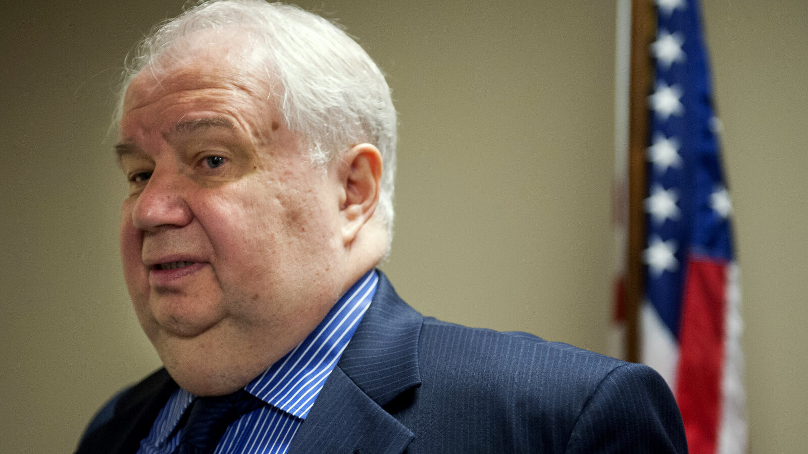 Sergey Kislyak, Russia's ambassador to the U.S. speaks with reporters at the Center for the National Interest in Washington. (AP/Cliff Owen)