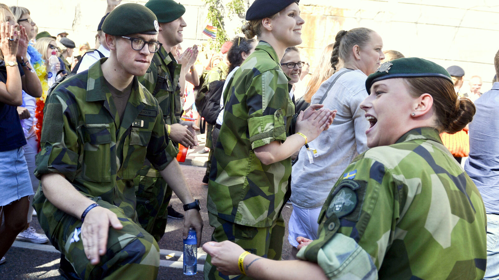 Swedish Army personnel take part in the annual gay Pride Parade in Stockholm. ﻿(Vilhelm Stokstad/TT/AP)