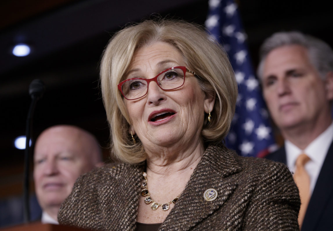 House Budget Committee Chair Rep. Diane Black, R-Tenn. speaks on Capitol Hill in Washington. House Republicans on, July 18, 2017, unveiled a budget that makes deep cuts in food stamps and other social safety net programs while boosting military spending by billions. (AP/J. Scott Applewhite)