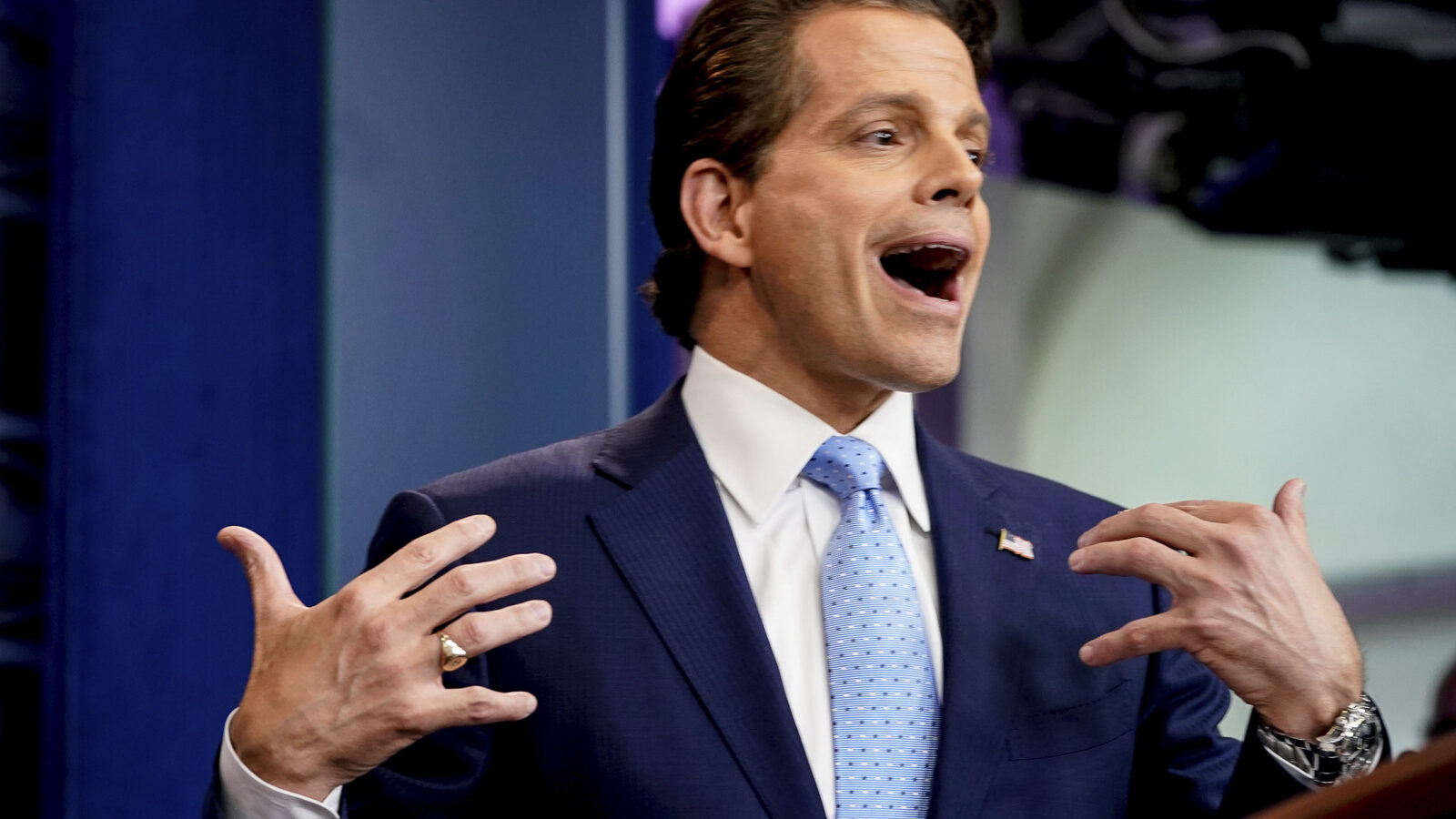 Anthony Scaramucci, incoming White House communications director, speaks to the media during the daily press briefing at the White House, Friday, July 21, 2017, in Washington. White House press secretary Sean Spicer resigned. (AP/Andrew Harnik)