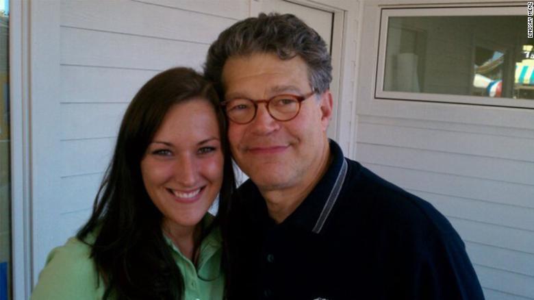 Lindsay Menz says Sen. Al Franken (D-MN) inappropriately touched her in 2010 while taking this photo at the Minnesota State Fair.