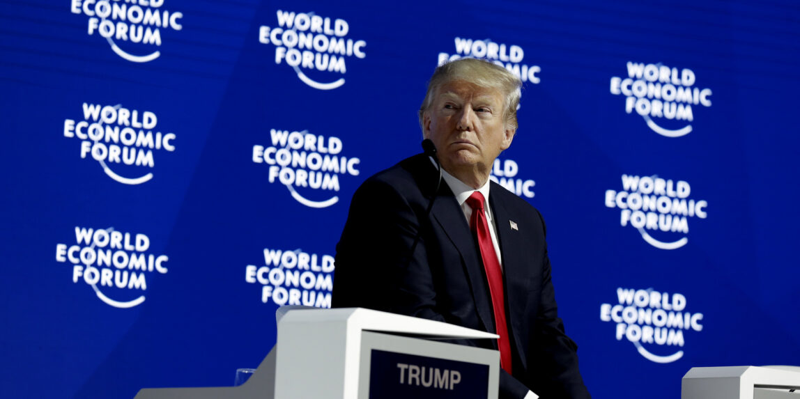 President Donald Trump waits to deliver a speech to the World Economic Forum, Friday, Jan. 26, 2018, in Davos. (AP/Evan Vucci)