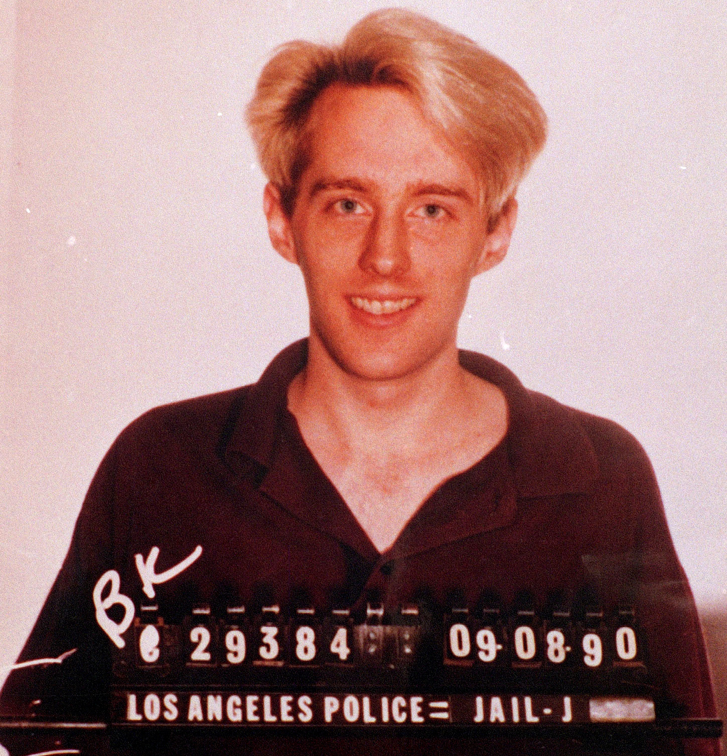 A 1990 police booking photo of Kevin Poulsen, who was charged with espionage for hacking into FBI and national security computer systems. (AP Photo)
