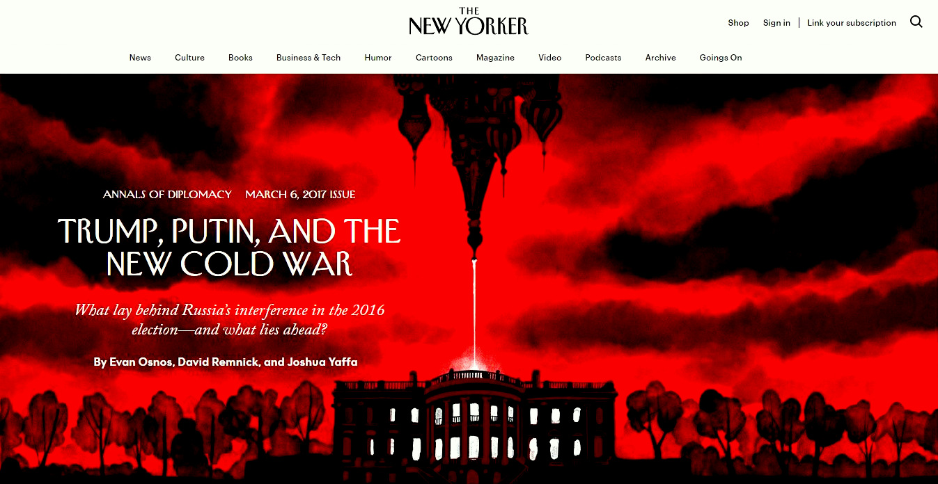 The New Yorker's March 2017 attempt to dissect the 'Russiagate' scandal. (Screenshot)