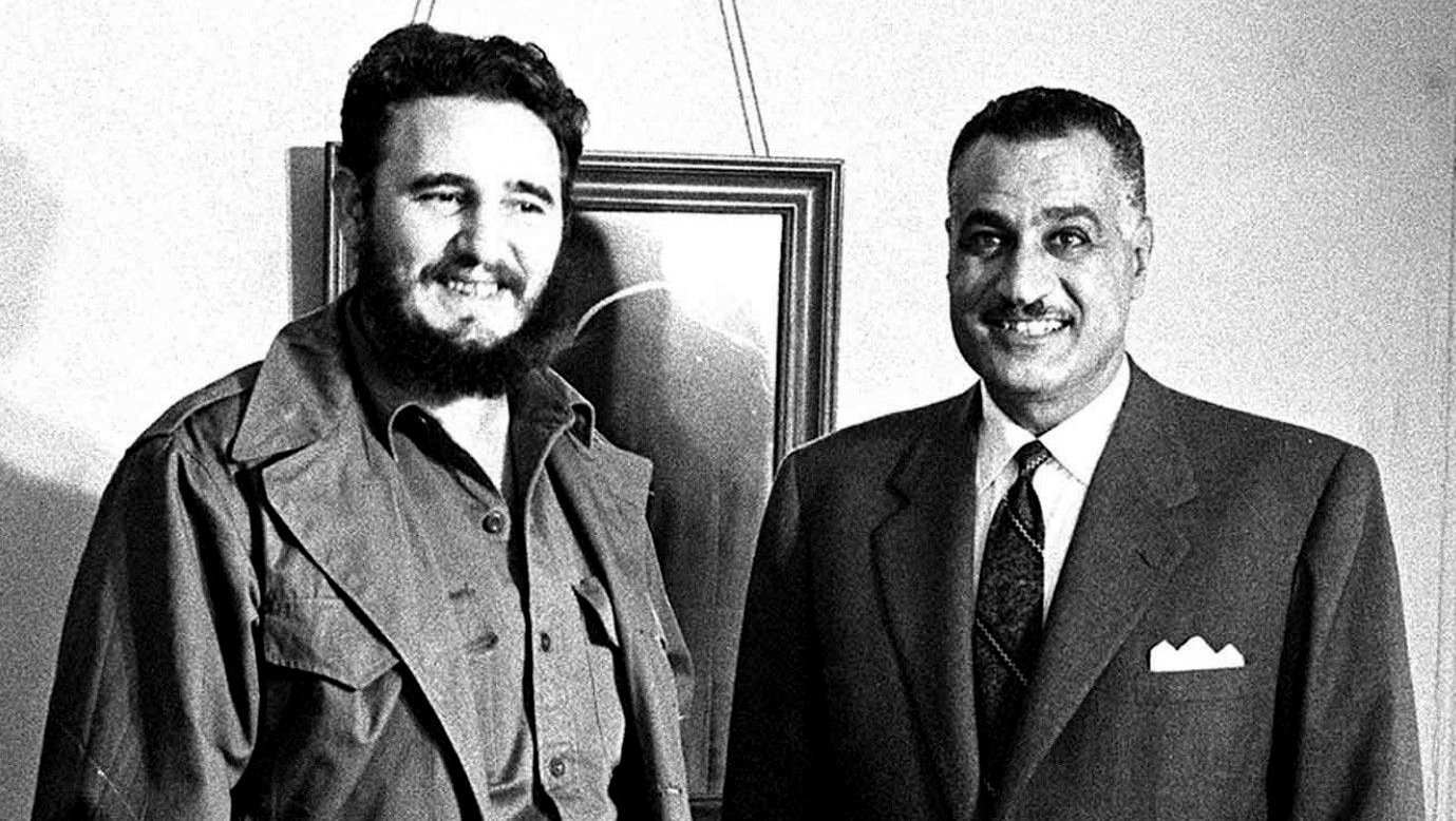 Fidel Castro meets with Egypt's Gamal Abdel Nasser.