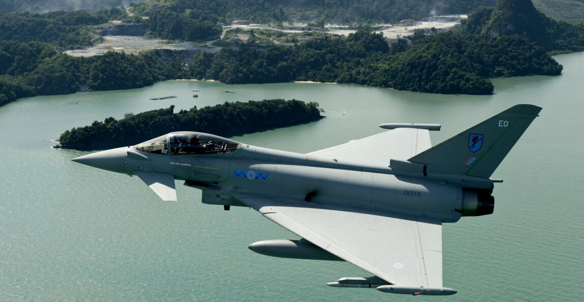 An RAF Typhoon, made by BAE systems over Penang Island in Malaysia, November 2011. (Photo: Geoff Lee/BAE)