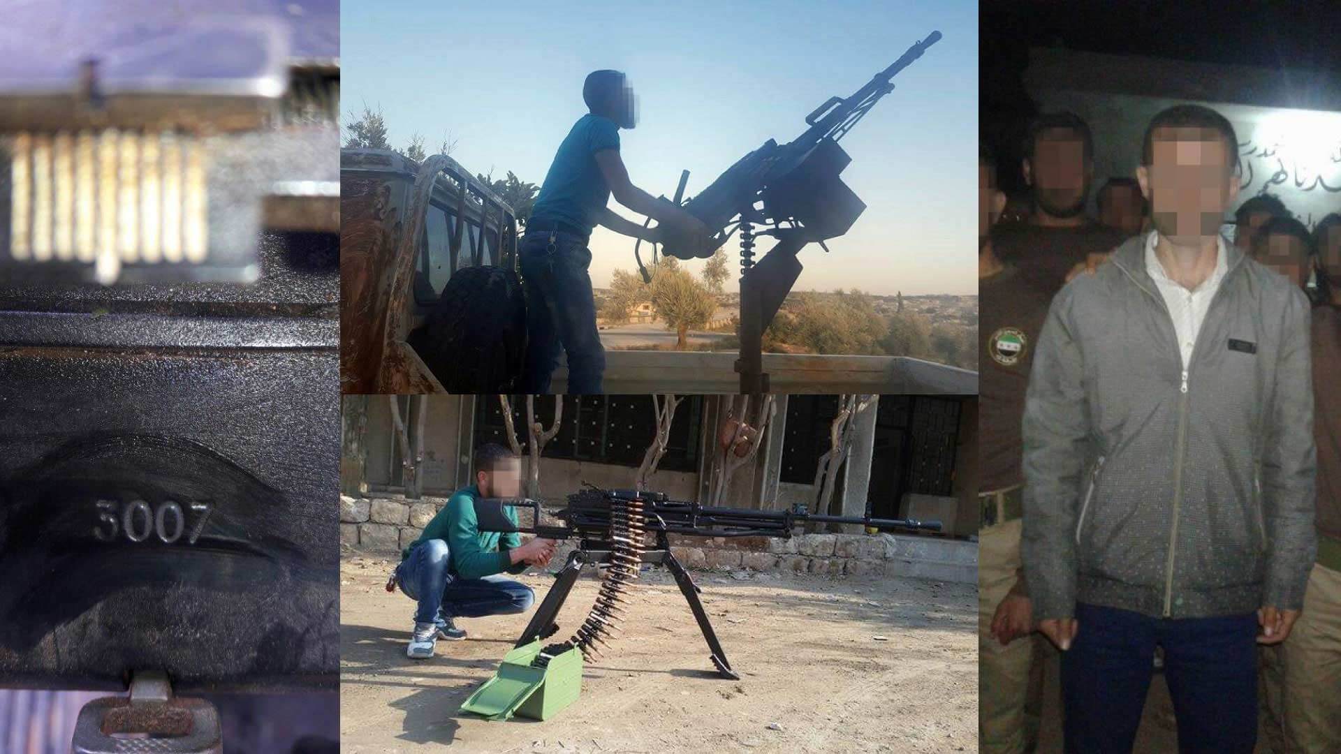 Photos provided by an anonymous FSA fighter show him posing with a Coyote gun manufactured in Serbia, purchased by Bulgarian arms dealer BIEM, sold to Saudi Arabia, and eventually found its way to Syria. Photo | FSA fighter