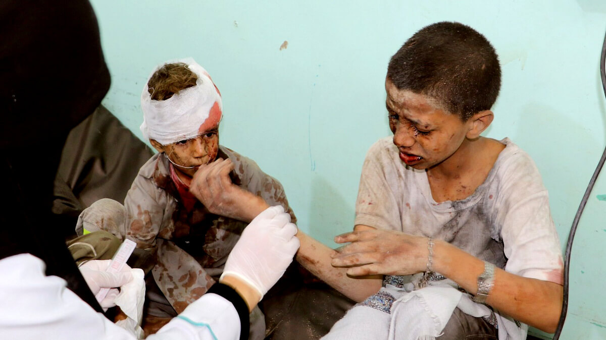 A Saudi-led coalition airstrike hit a school bus in Yemen on Thursday, killing dozens of people, mostly children. Naif Rahma | Reuters