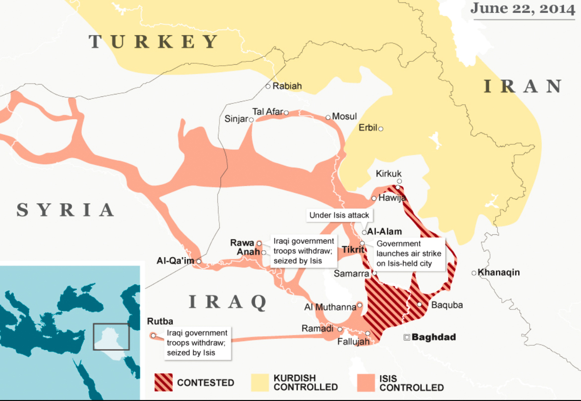 Iraq ISIS control map