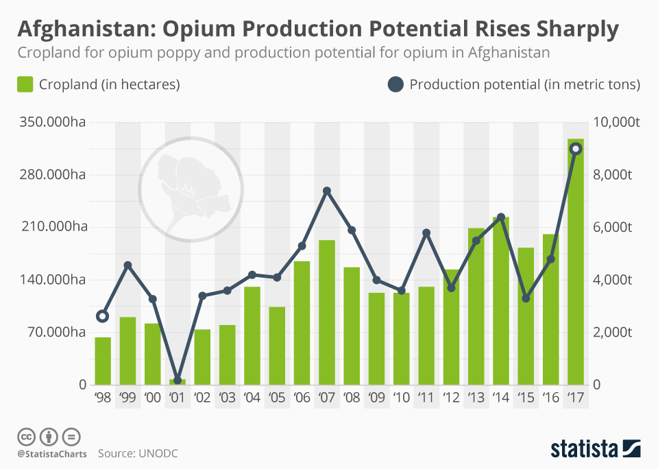 Afhganistan Opium production graph
