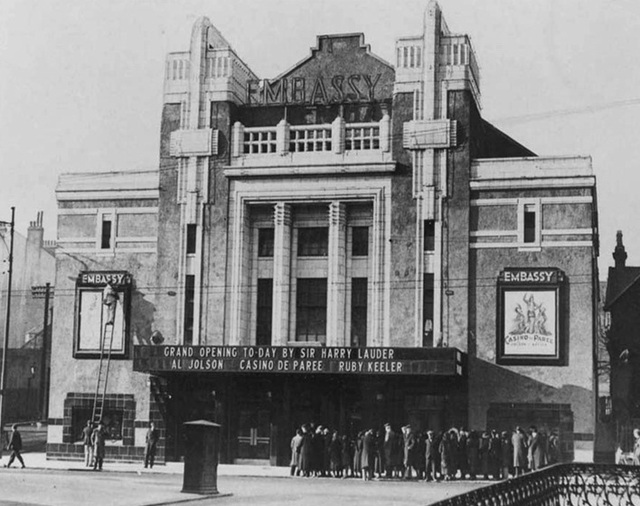 The Embassy Cinema in Shawlands, Glasgow (on the site that is now the Sir John Stirling Maxwell pub). Built for Harry Winocour in 1936. Sir Harry Lauder and Al Jolson entertained on opening day.